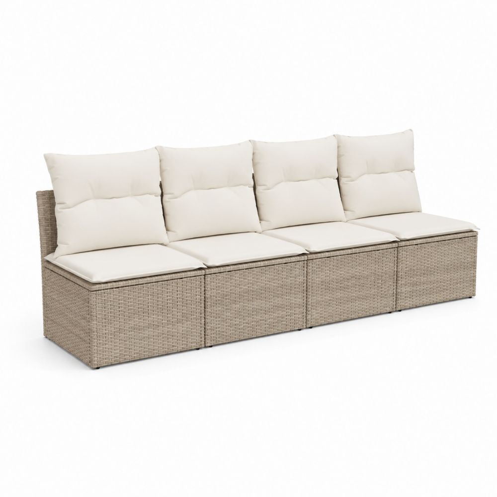Sofá Modular de Ratán Sintético Beige para Exterior