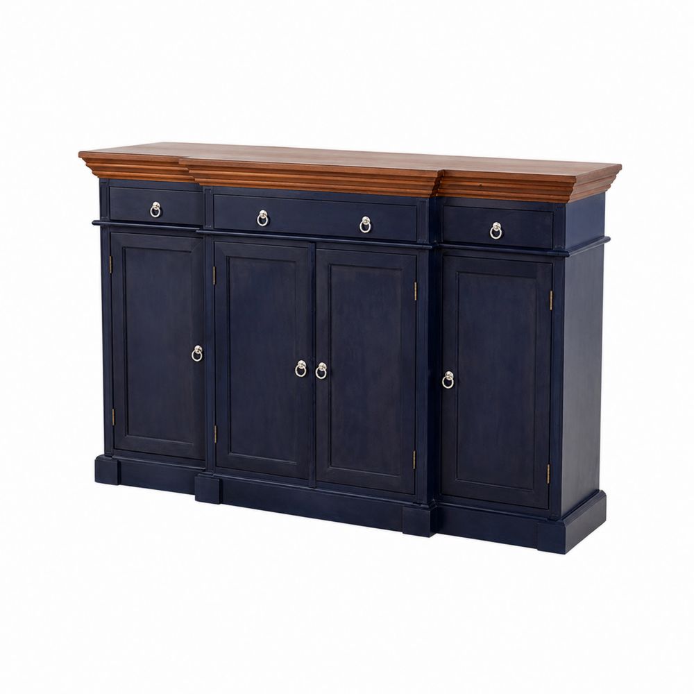 Aparador de Madera con Almacenamiento Azul y Nogal