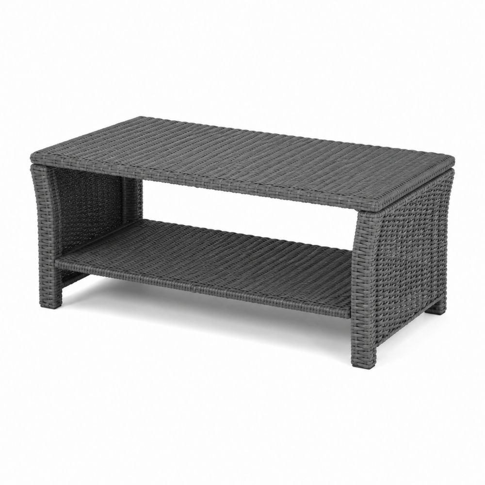 Mesa de café rectangular de aluminio y ratán sintético Gris