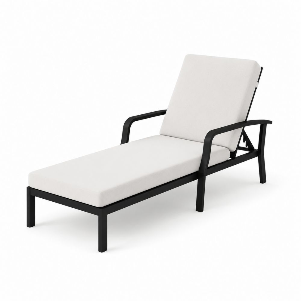 Tumbona de Jardín de Metal Negro con Cojín Beige