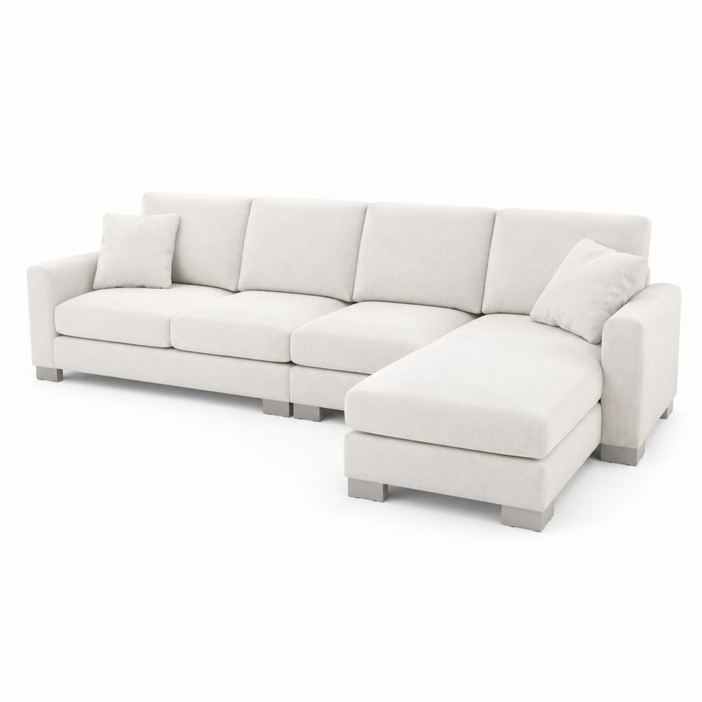 Sofá modular en L de tela beige