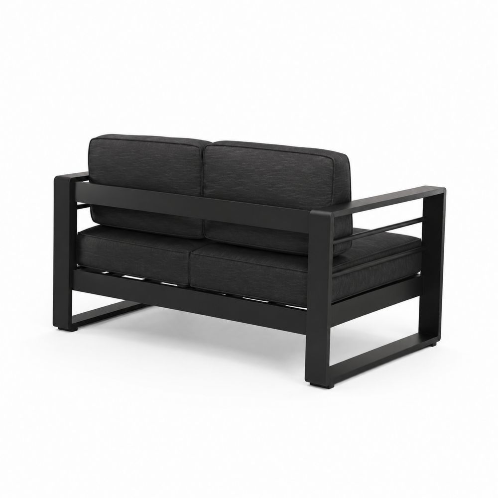Sofá de Exterior Loveseat con Estructura de Aluminio Negro