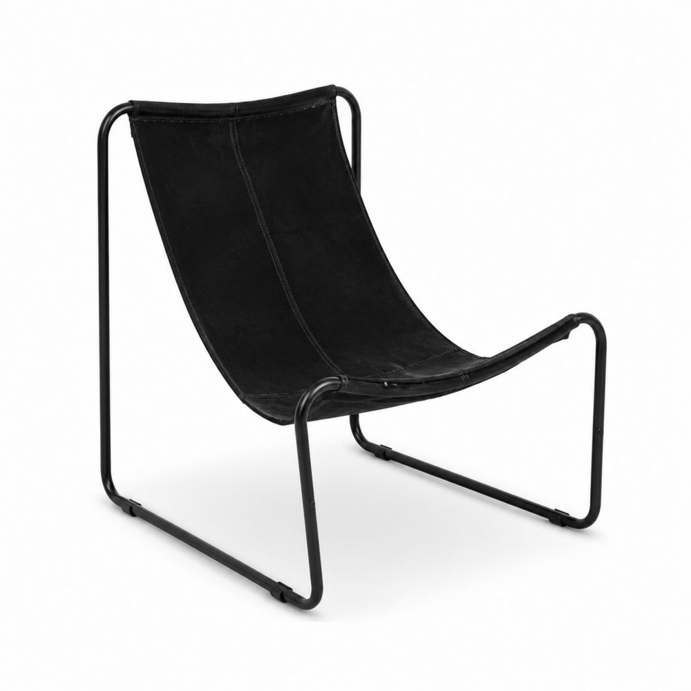 Silla de acero con asiento de lona negra