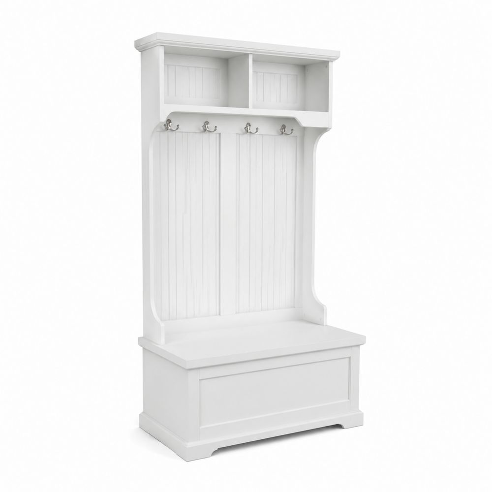 Perchero con banco de almacenamiento MDF blanco