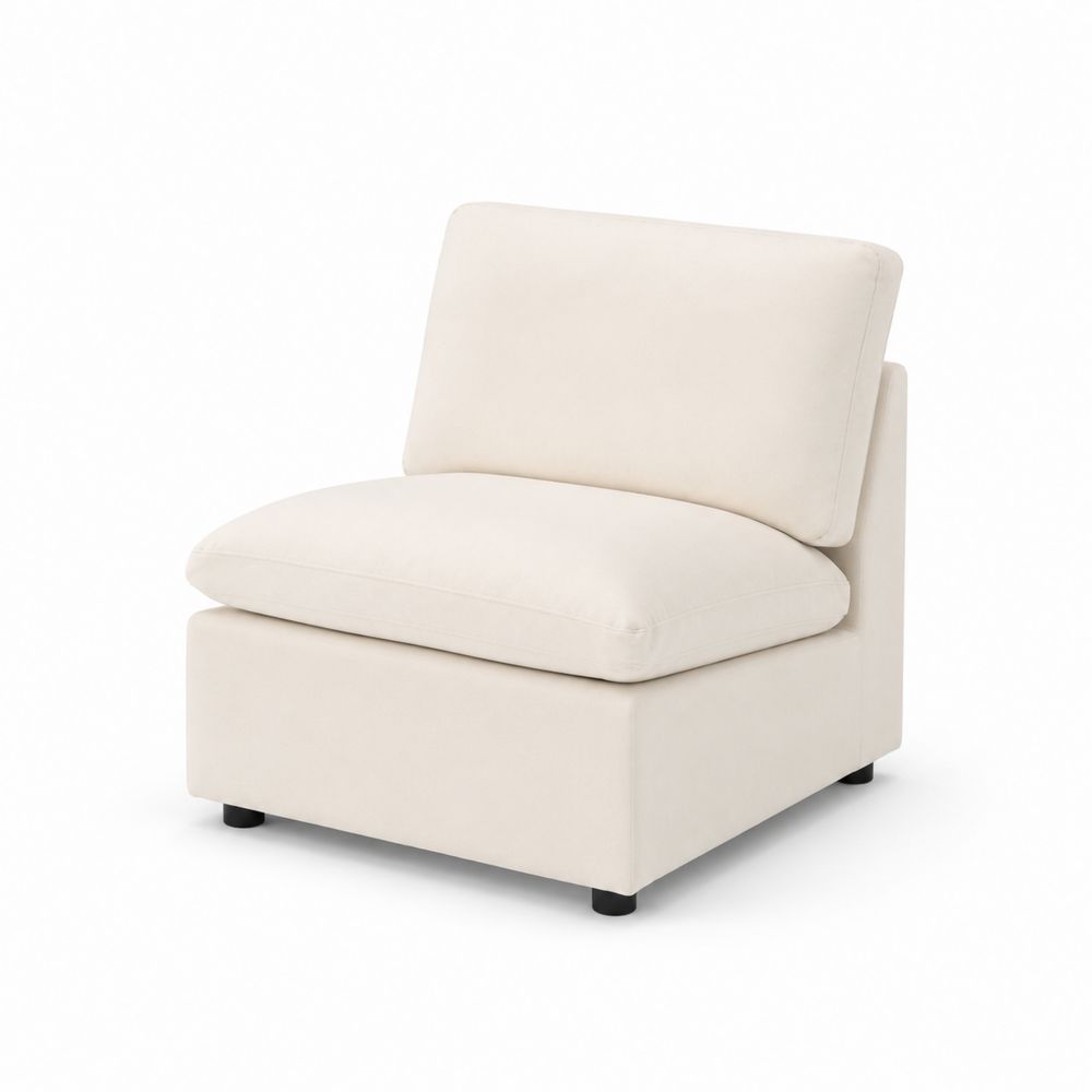 Sillón sin brazos beige 80x85x75 cm poliéster