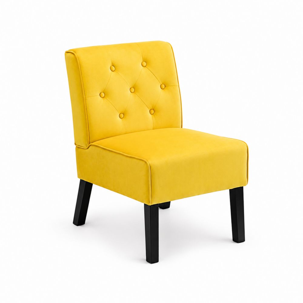 Silla de tela amarilla sin brazos 60x65x80 cm