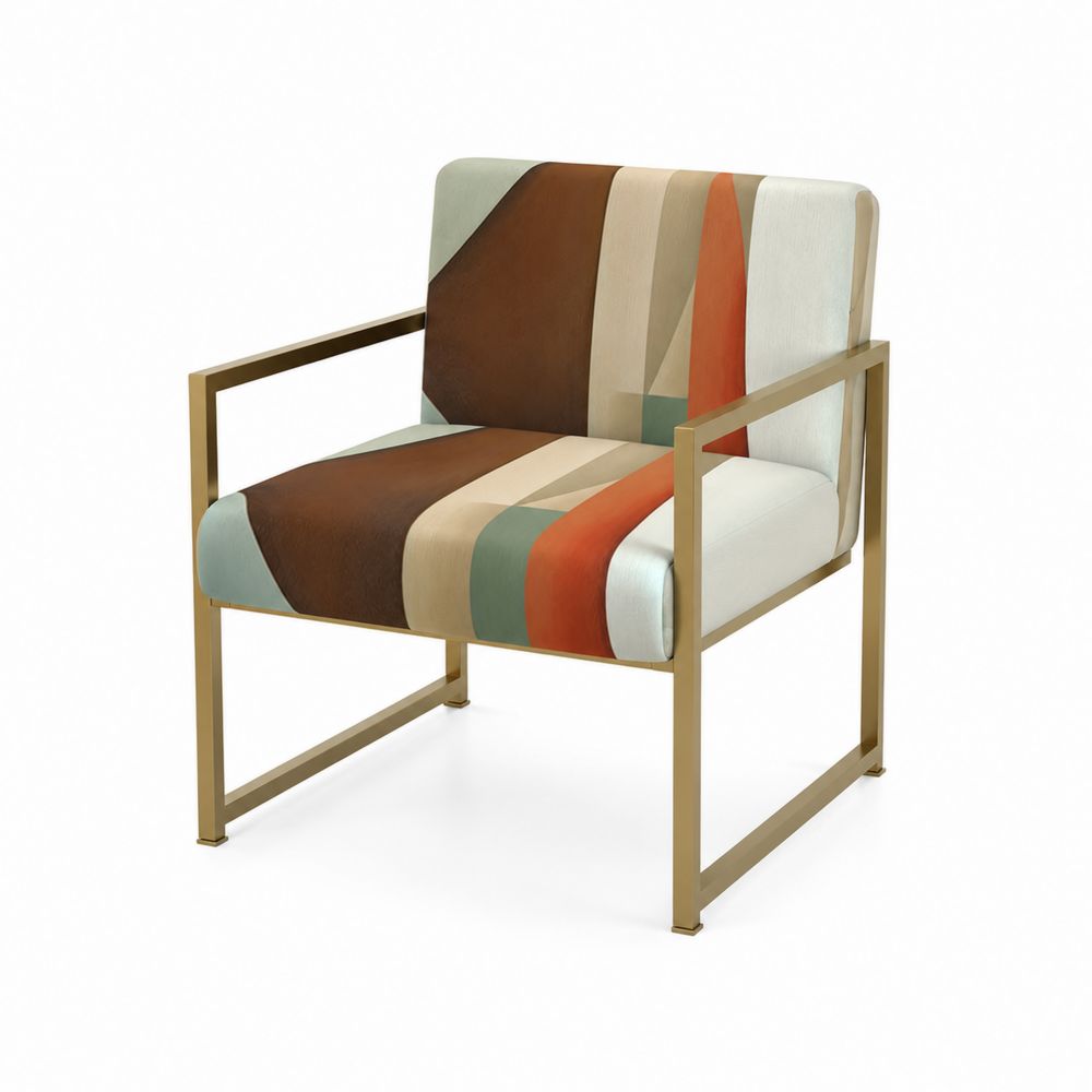 Silla con Estructura de Metal y Tapizado de Poliéster Multicolor