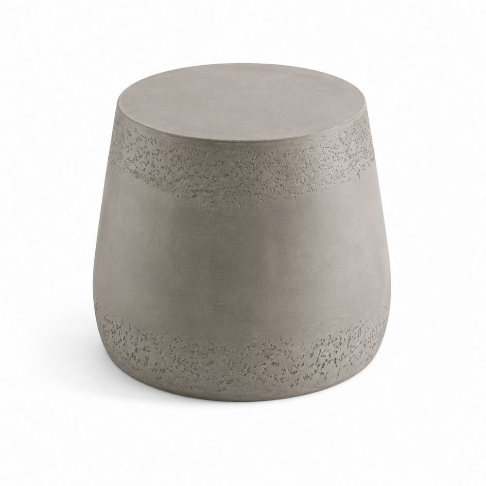 Mesa auxiliar redonda de cemento gris 45 cm de altura