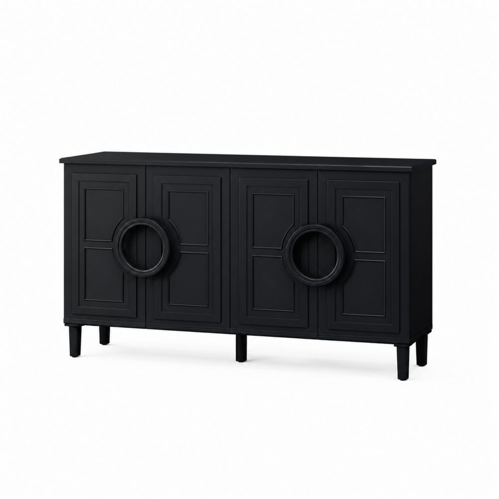 Aparador de madera con puertas y asas redondas 80x150x40 cm