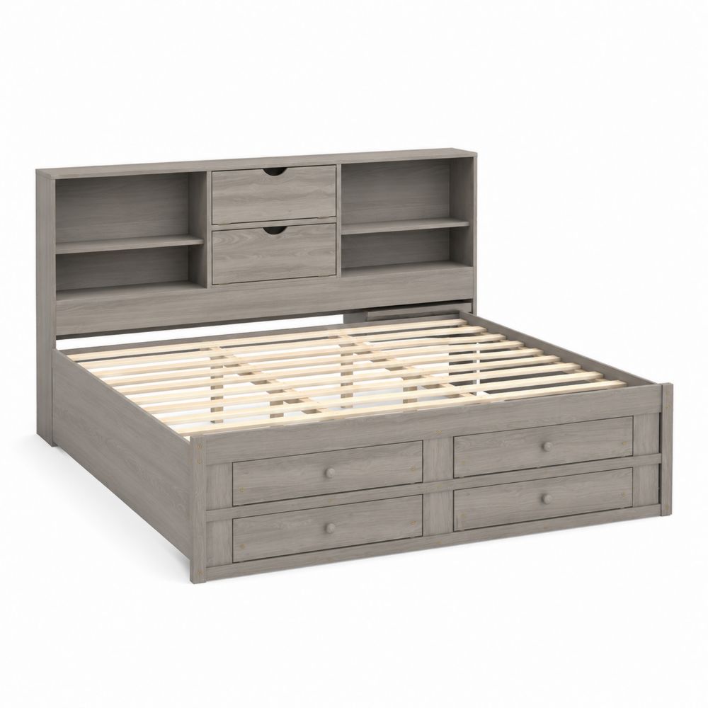 Cama de Madera con Almacenamiento y Cajones Gris 200x160x100 cm