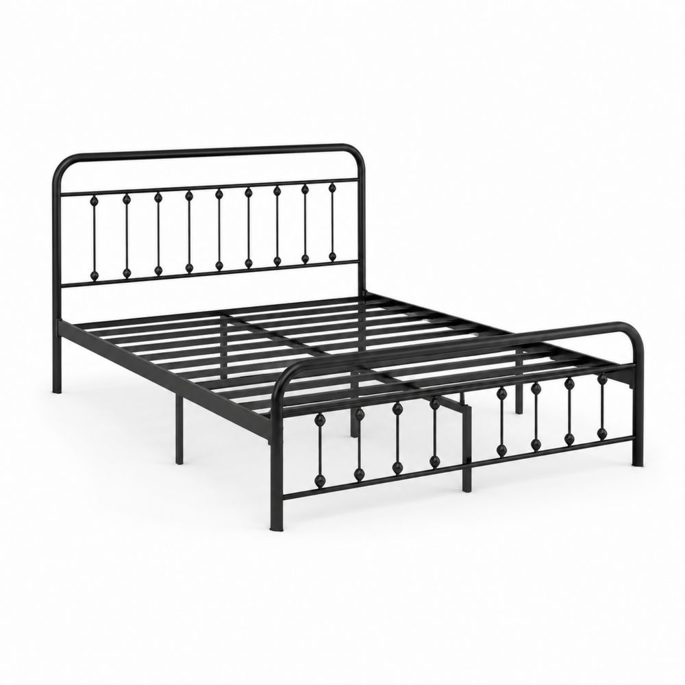 Cama de Metal Negro con Cabecero 200x150x90cm