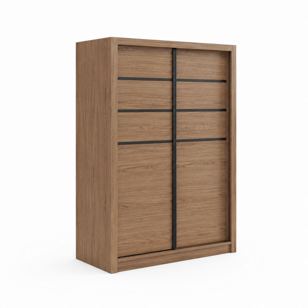 Armario de madera de roble con puertas corredizas