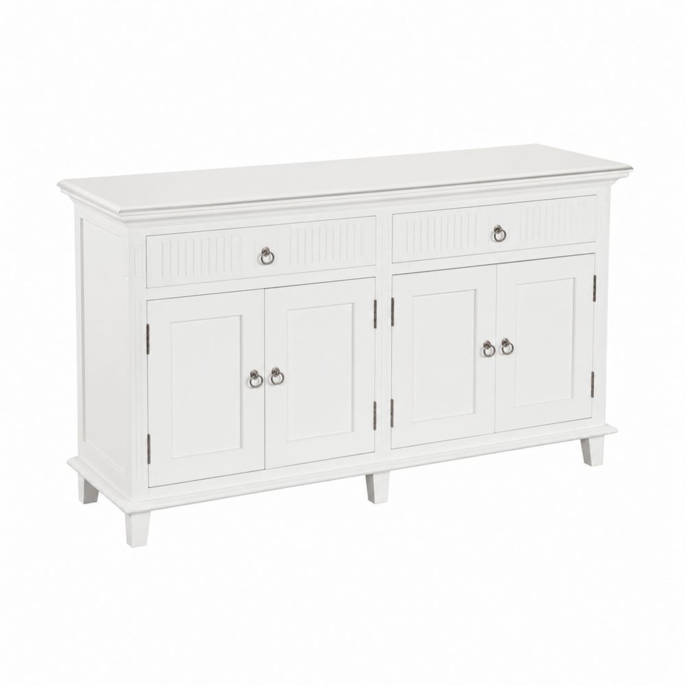 Aparador de Madera Blanco con 4 Puertas y 2 Cajones