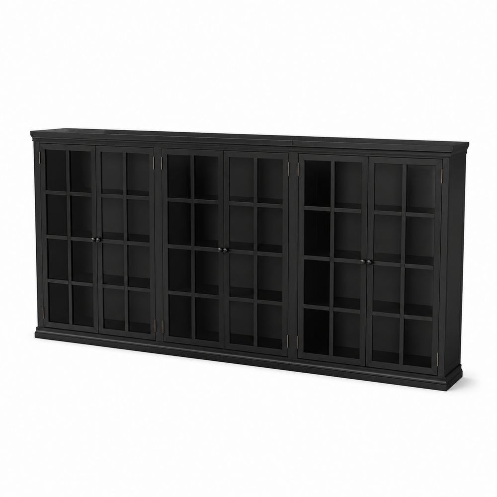 Vitrina de Madera Negra con Puertas de Vidrio Templado