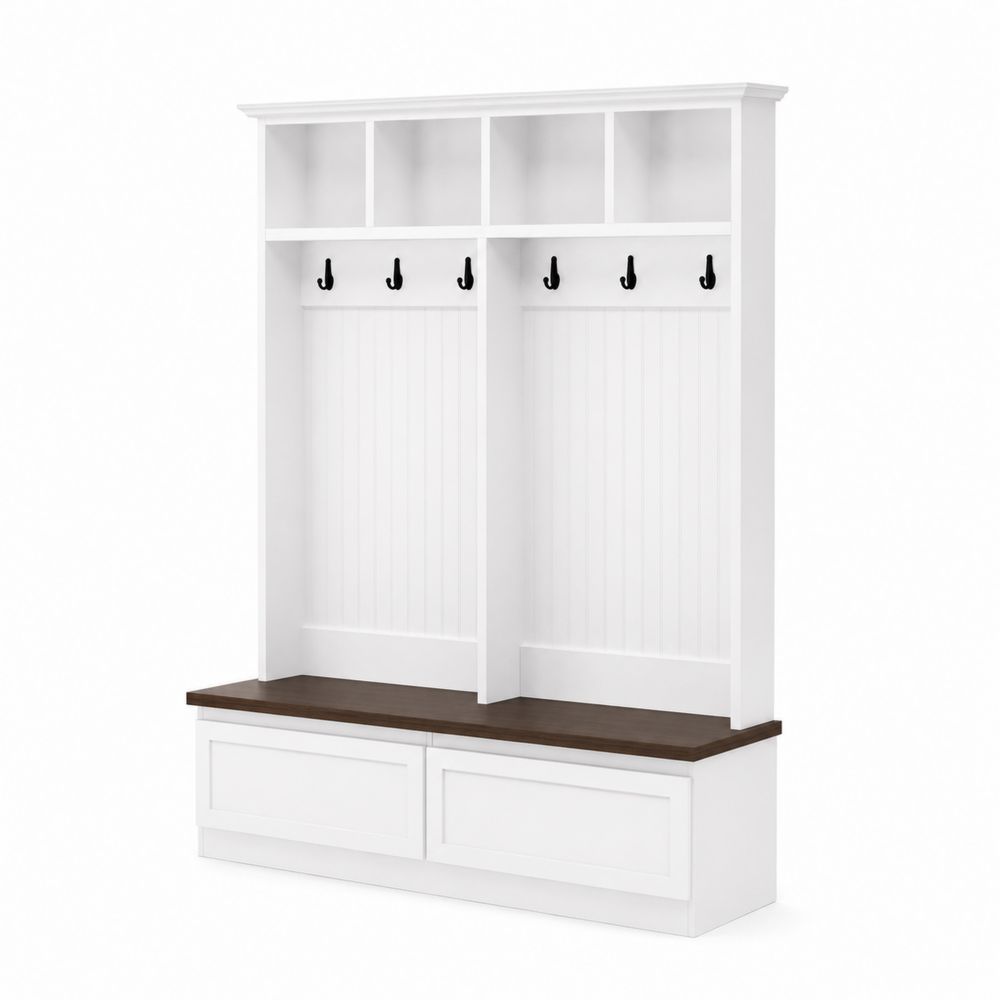 Mueble de Entrada de MDF y Madera Blanca