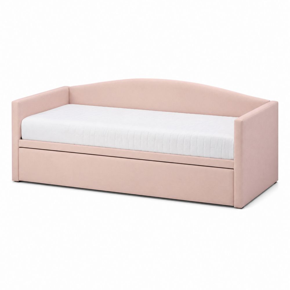 Diván tapizado rosa con almacenamiento 205x95x85 cm