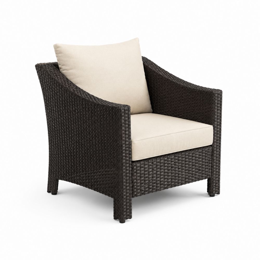 Sillón de Ratán Sintético con Cojines Beige para Exterior