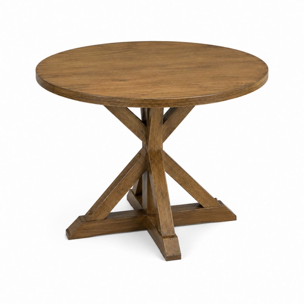 Mesa de comedor redonda de madera de roble Marrón