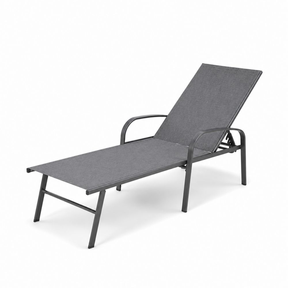 Tumbona de Aluminio y Tela Textilene Ajustable Gris