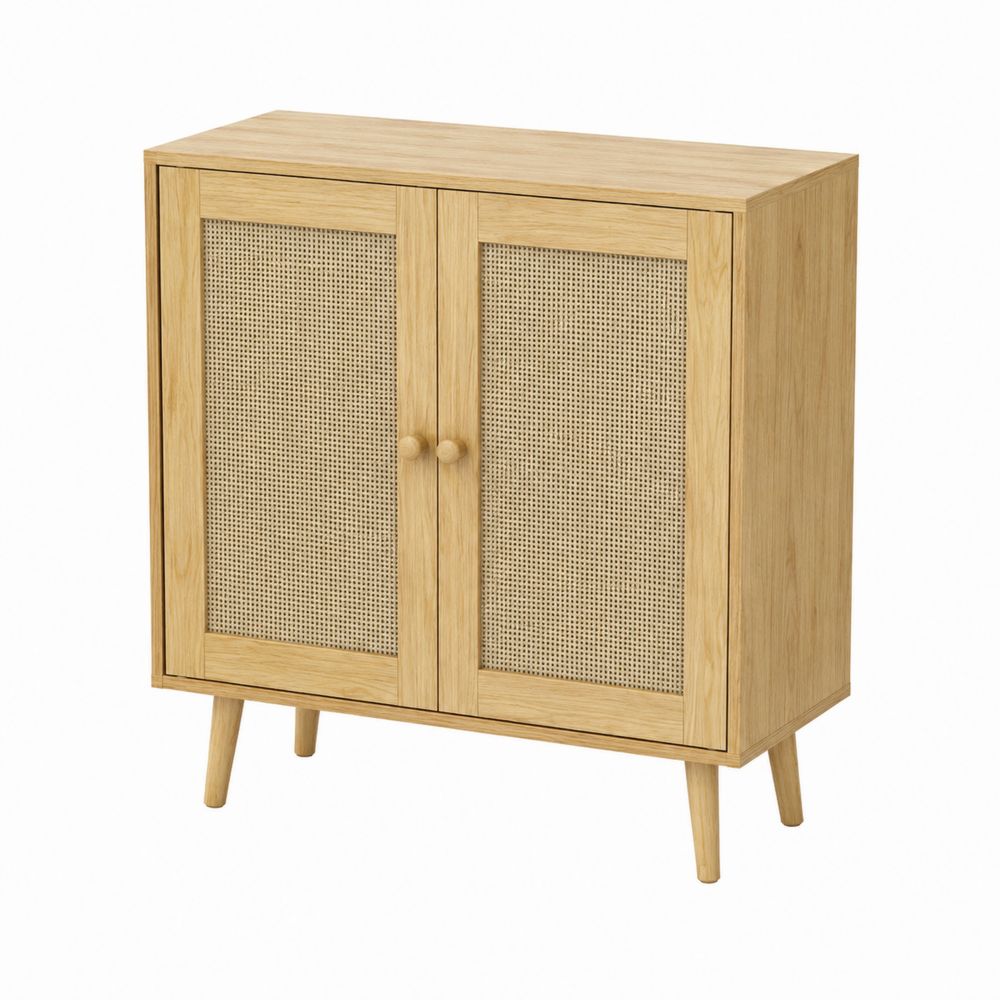 Aparador de Madera con Puertas de Ratán
