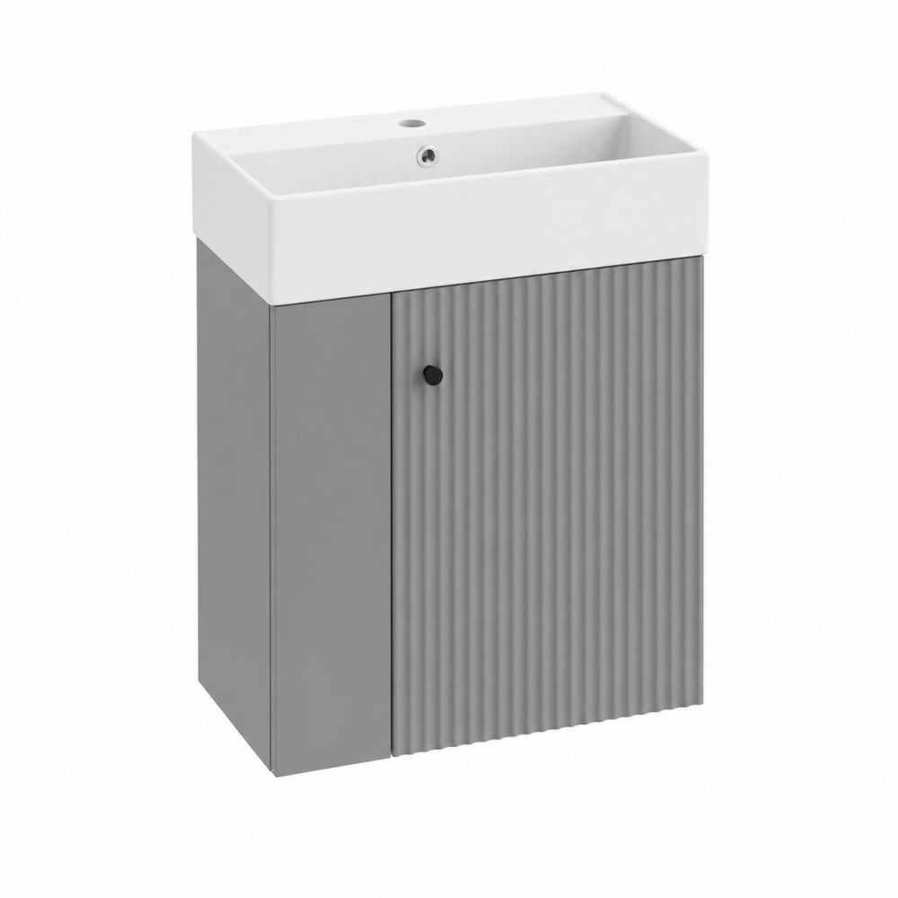 Mueble de baño MDF lacado gris con lavabo cerámico