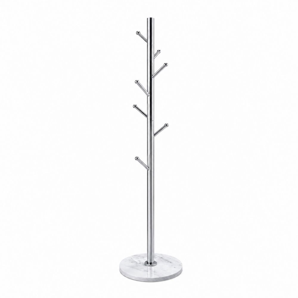 Perchero de pie de acero inoxidable con base de mármol