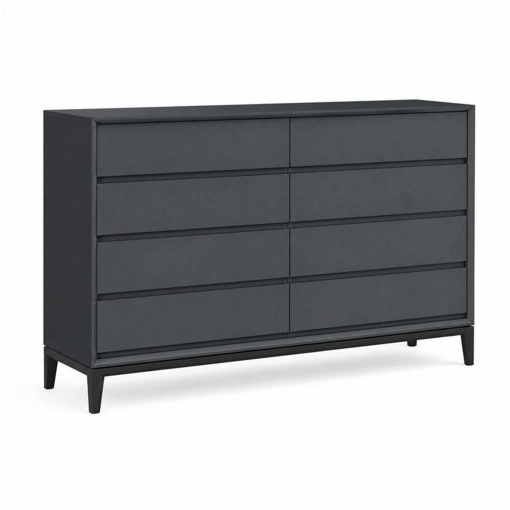Cajonera de Madera MDF Gris Oscuro de 8 Cajones