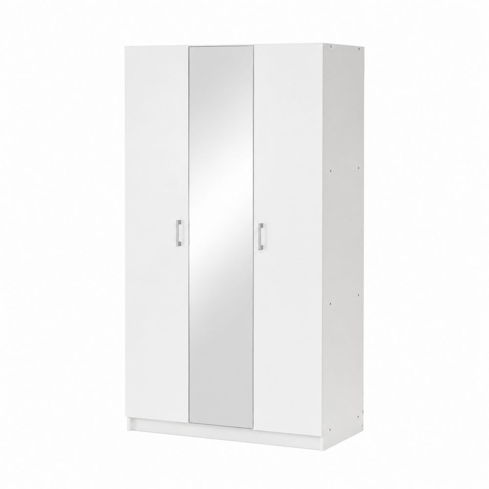 Armario de Tres Puertas con Espejo de Tablero de Partículas 200x120x50 cm Blanco