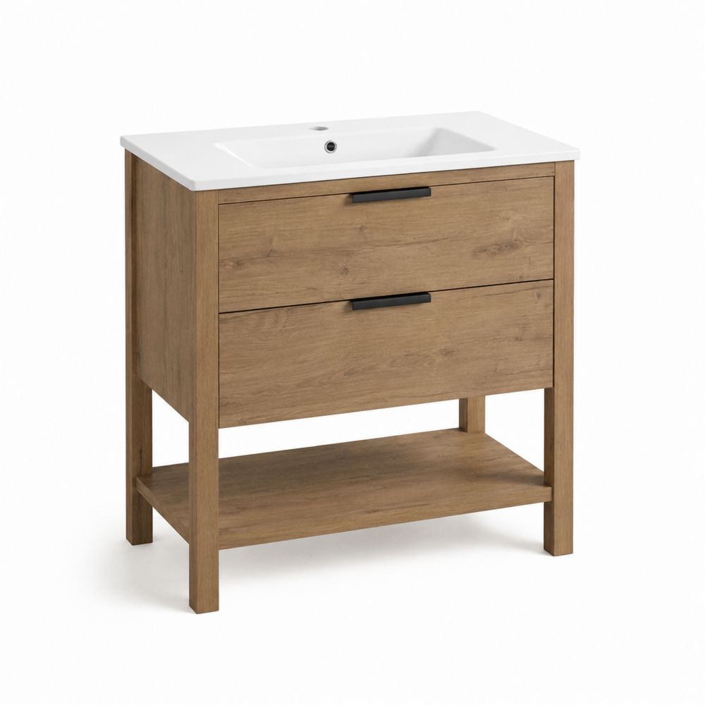 Mueble bajo lavabo de madera de roble 80x45x85 cm