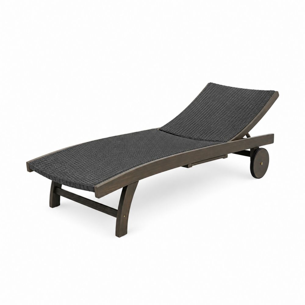 Tumbona de Madera de Acacia y Ratán Sintético Gris Oscuro