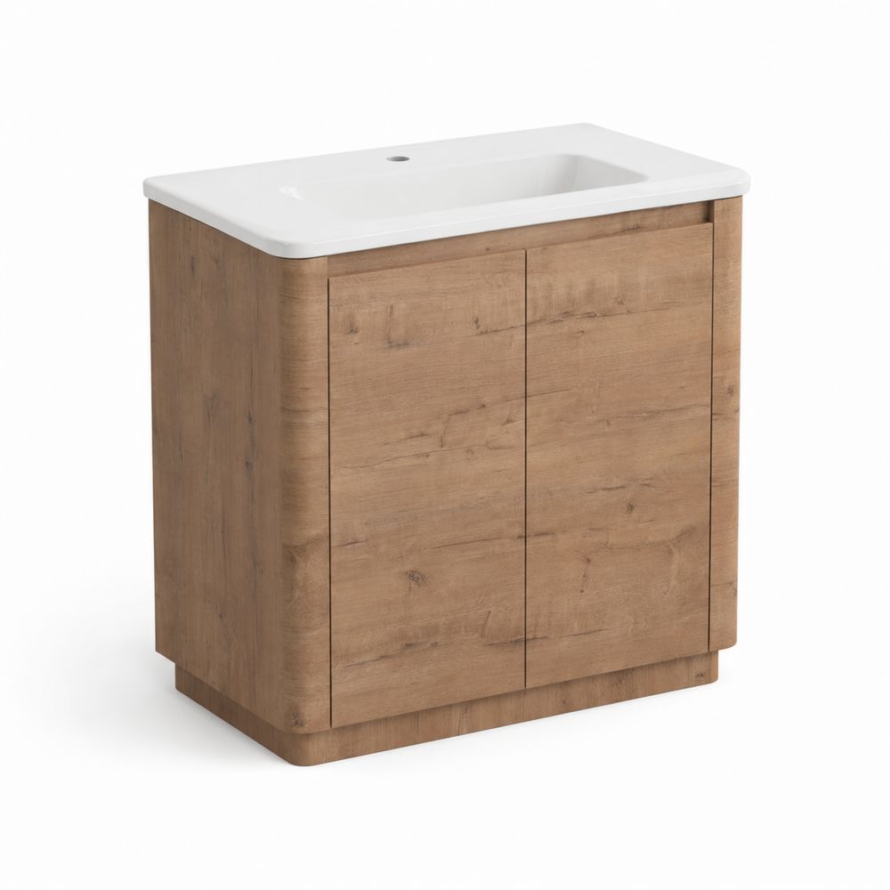 Mueble Bajo Lavabo de Madera con Lavabo Cerámico Blanco