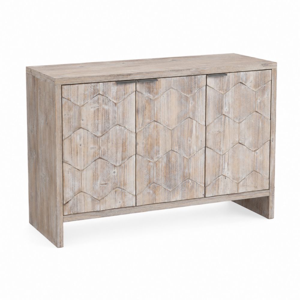 Aparador de Madera Maciza de Abeto con Relieve 120x40x85 cm
