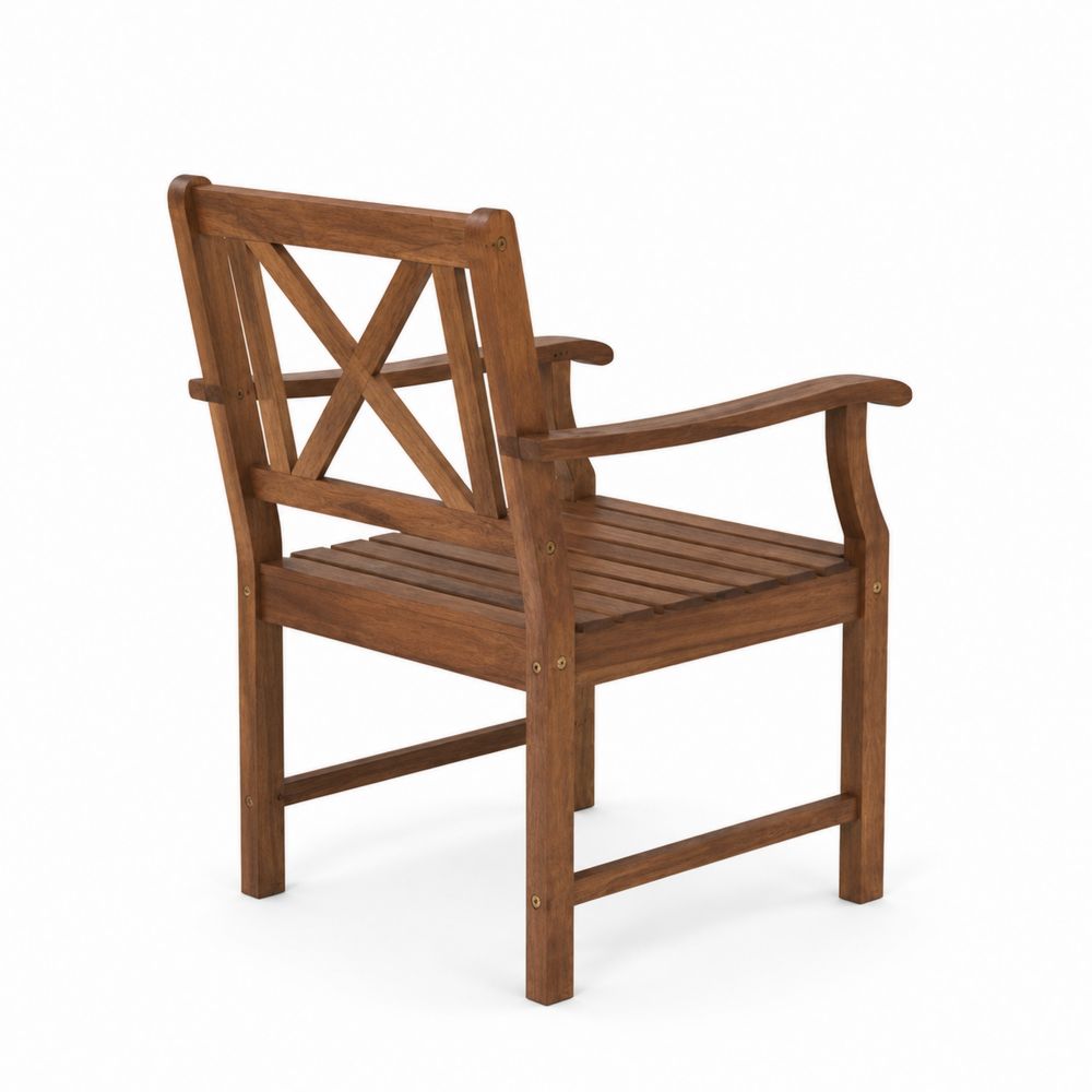 Silla de exterior de madera de acacia marrón