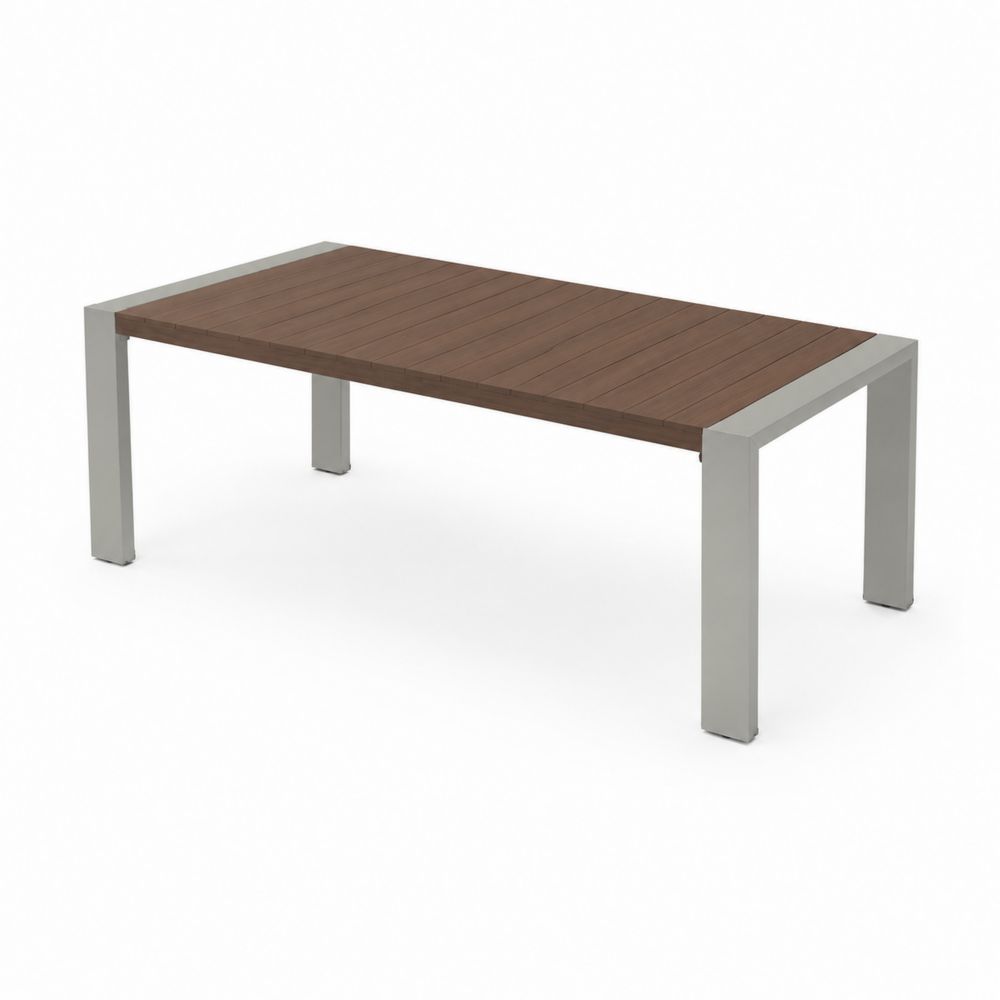 Mesa de comedor de aluminio y madera 200x100x75 cm Marrón/Gris