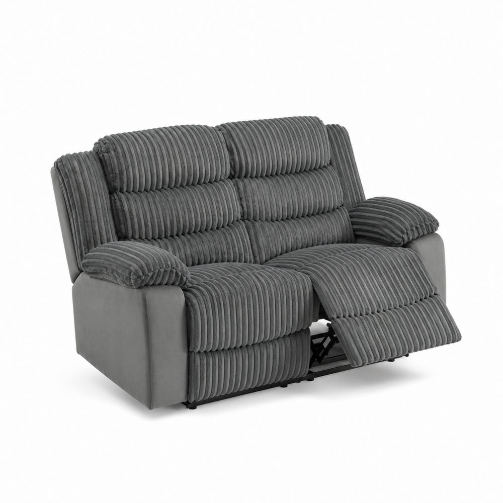 Sofá reclinable de 2 plazas de pana gris