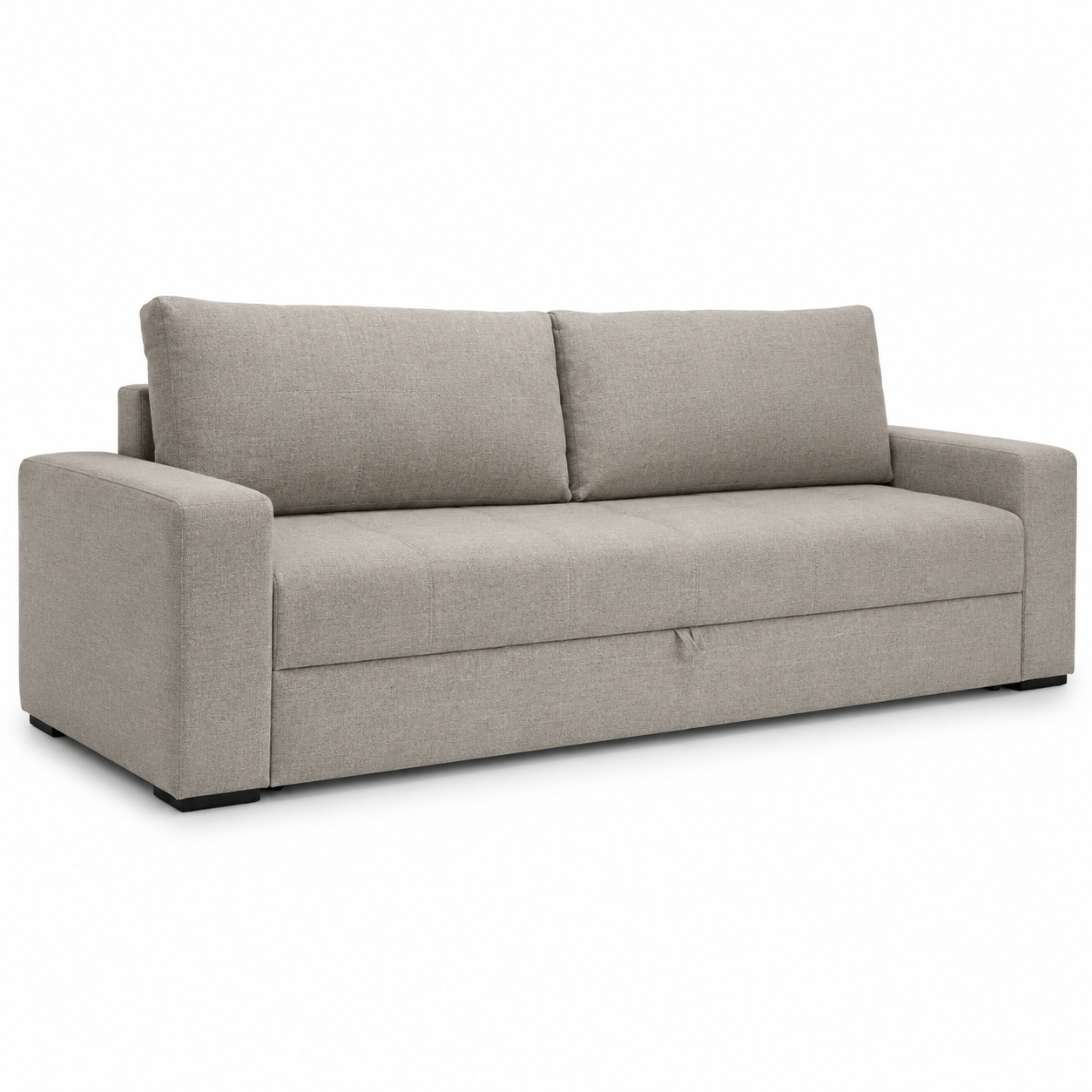 Schlafsofa in Strukturstoff Greige mit Bettkasten und Liegefläche 140 x 200 cm