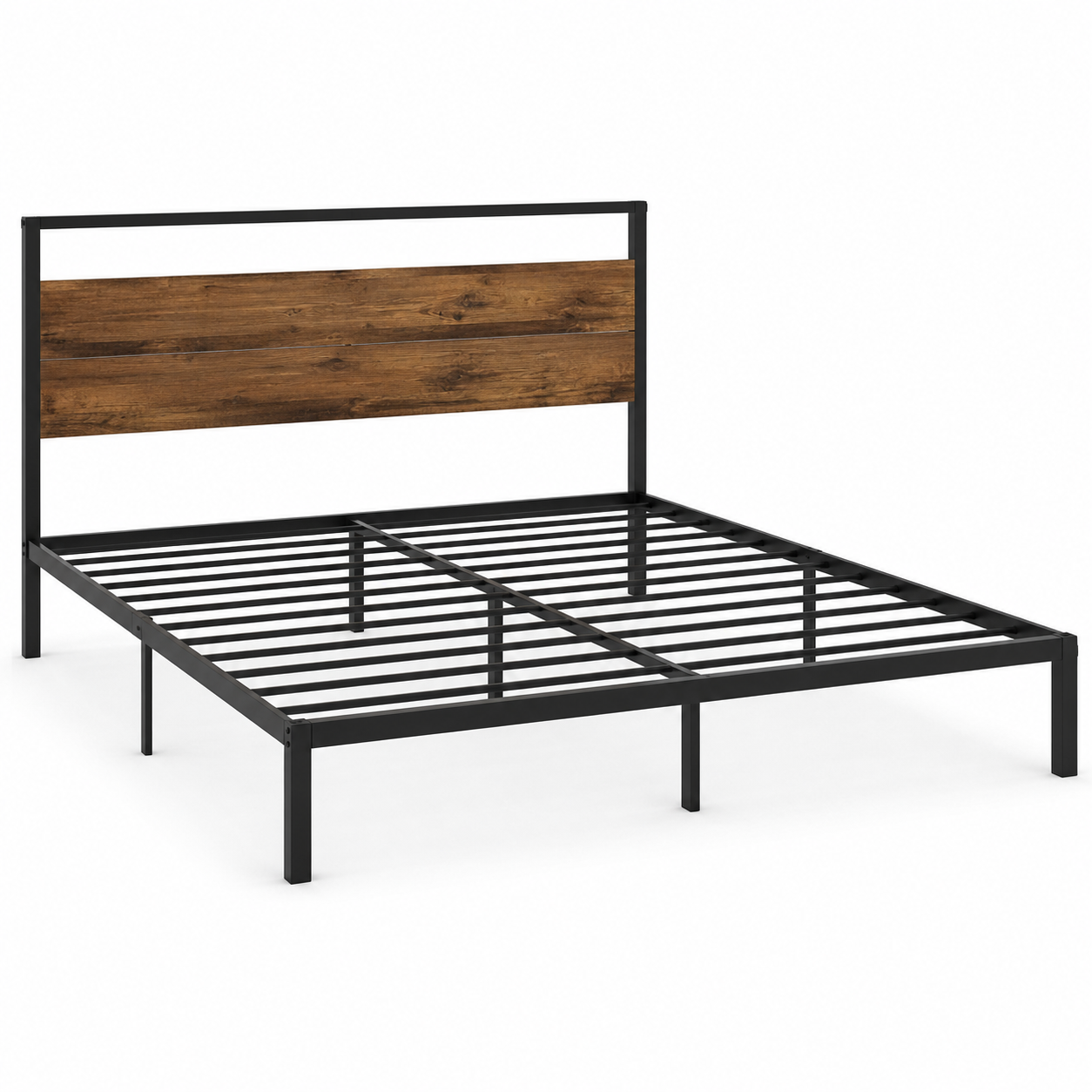 Bettgestell in Schwarz und Nussbaum mit Metallrahmen 180 x 200 cm