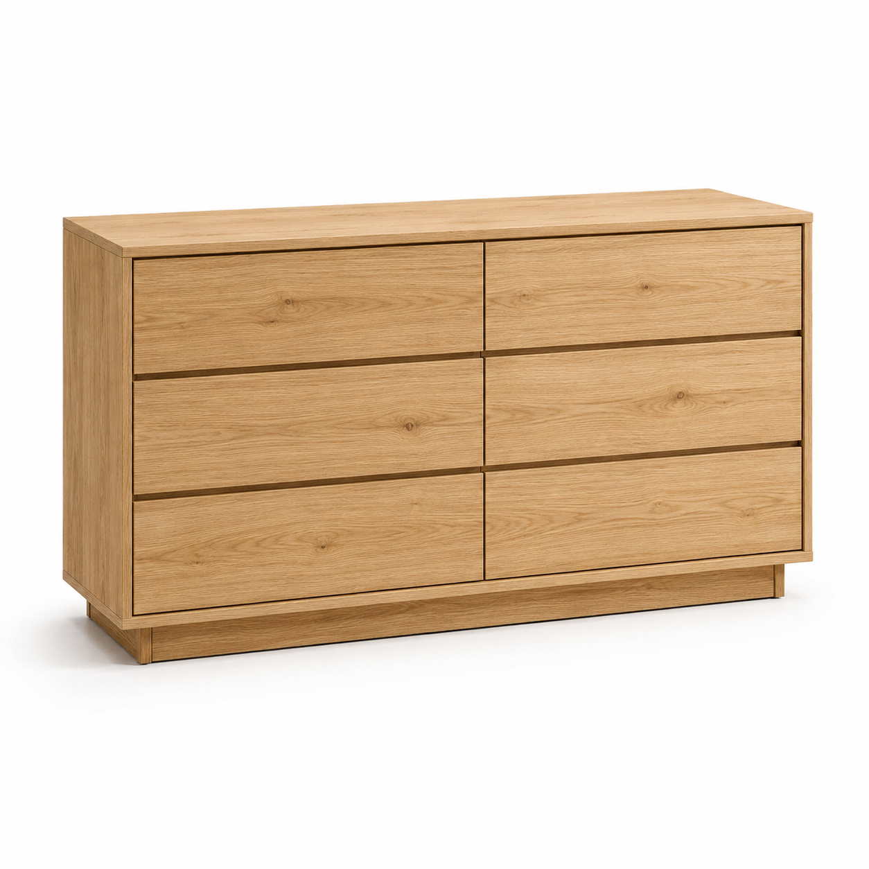Japandi Kommode in Eiche Natur mit sechs Schubladen 120 x 45 x 82 cm