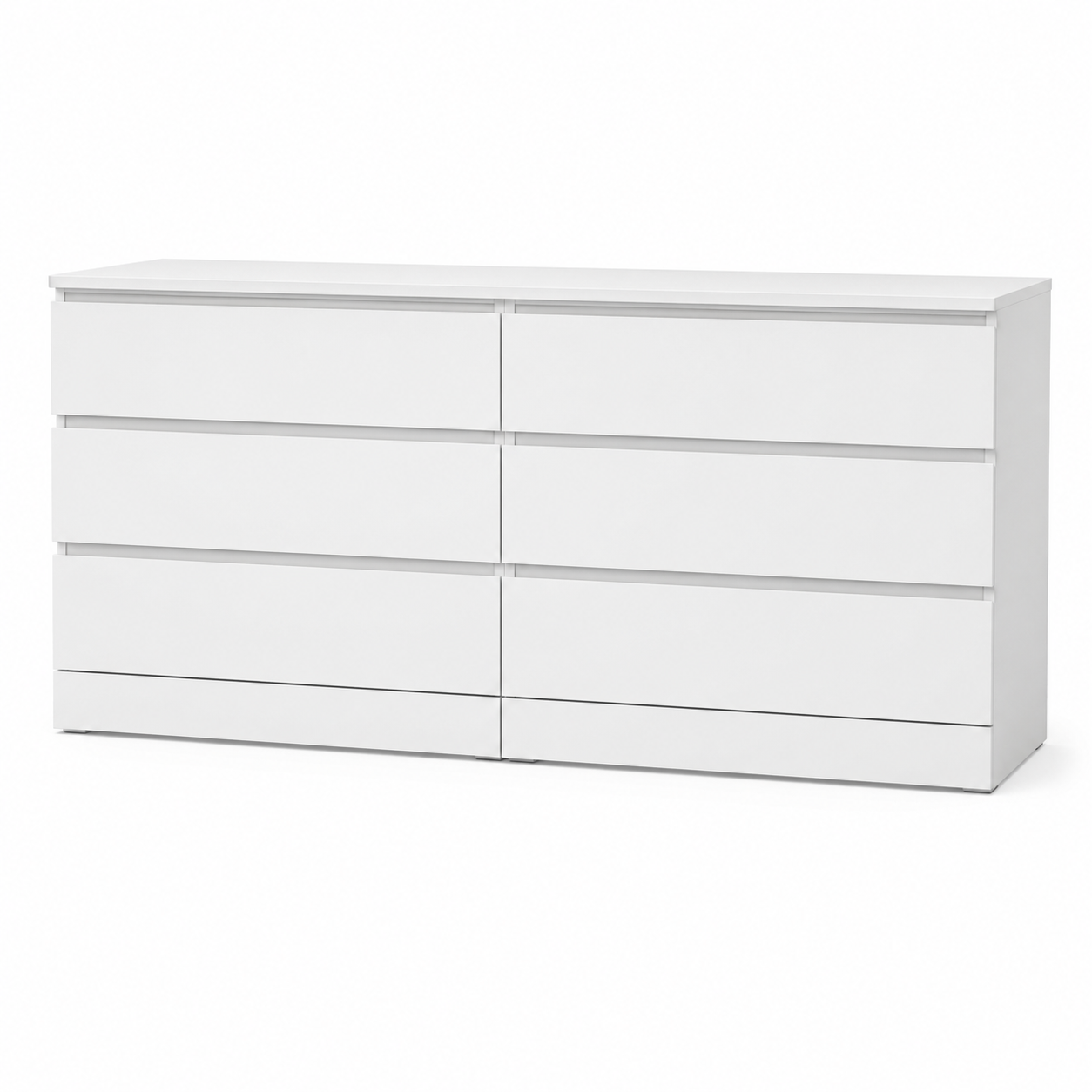 Breite Kommode in Mattweiß mit acht Schubladen 160 x 45 x 78 cm