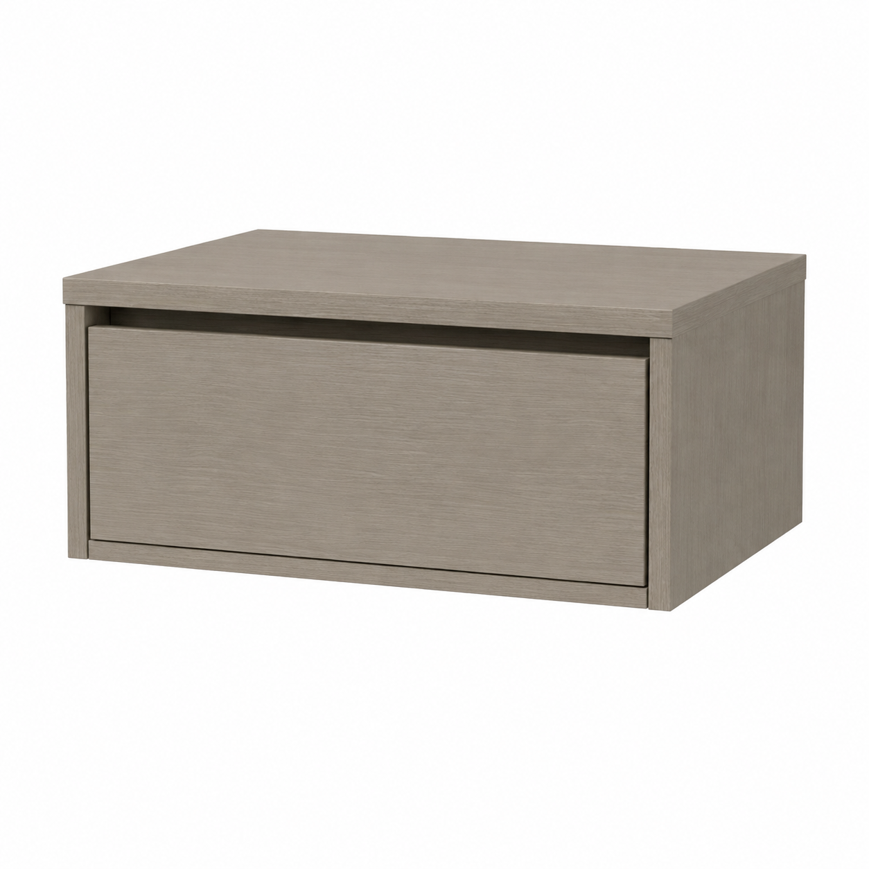 Schwebender Nachttisch in Greige mit Schublade 40 x 32 x 20 cm