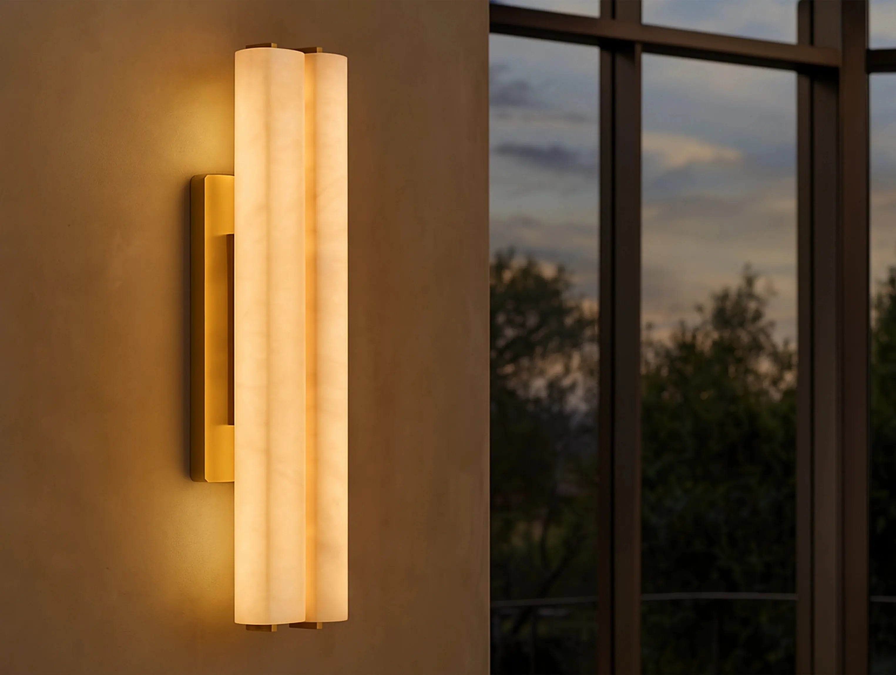 Ardubon Alabaster Double Sconce ZELNO LIGHTING