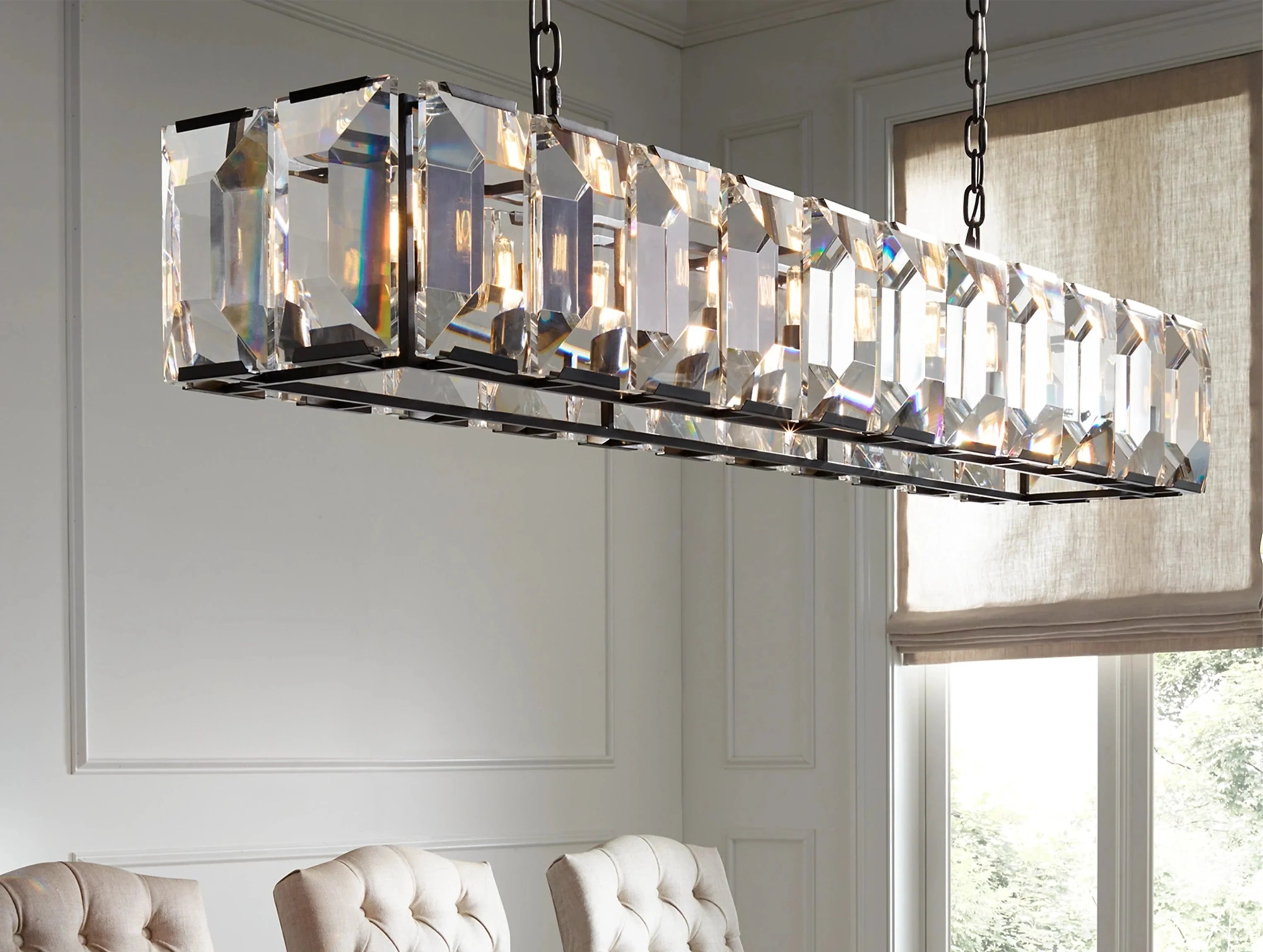 Valonne Crystal Rectangular Chandelier ZELNO LIGHTING