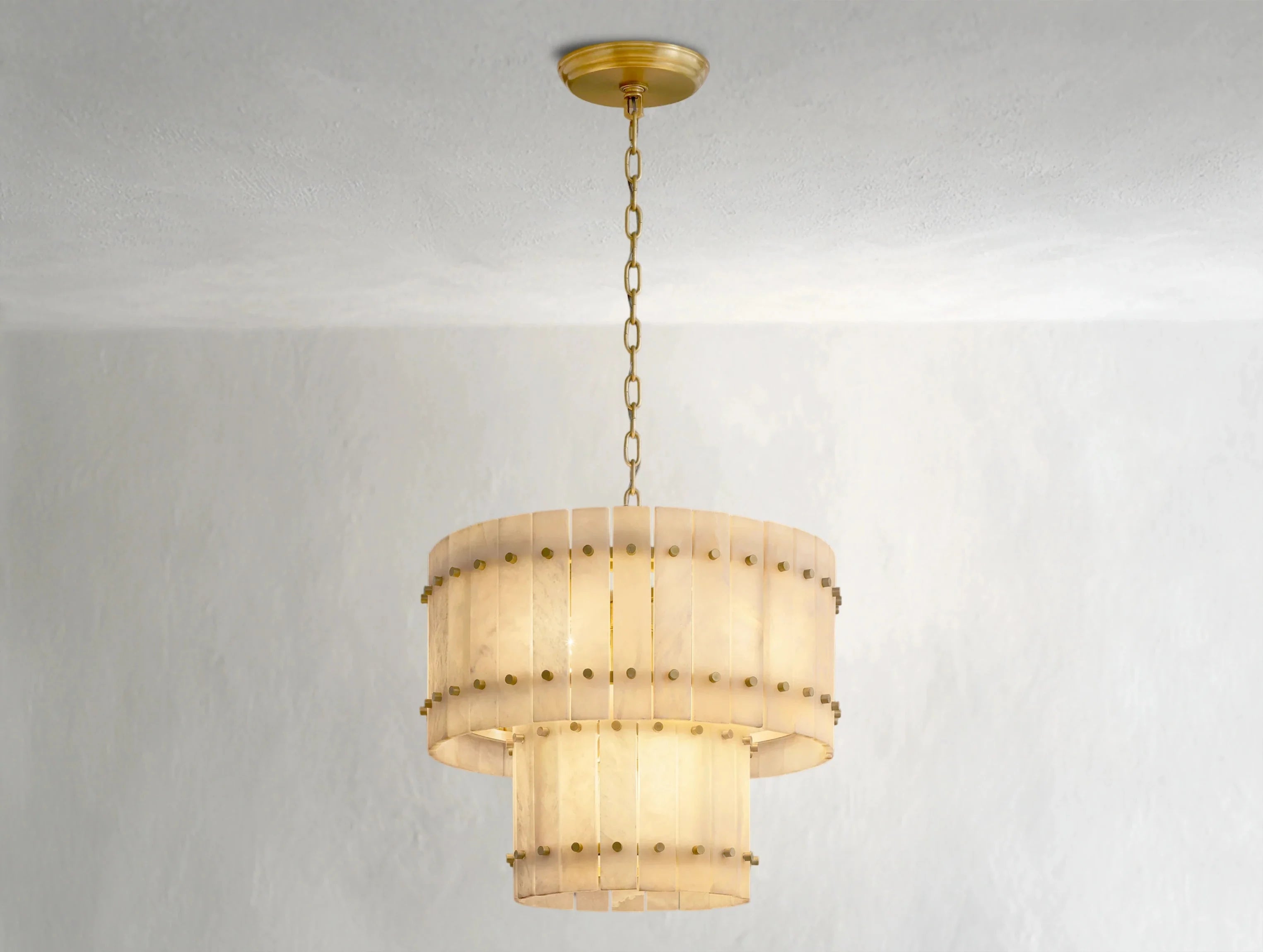 Royce Alabaster Round Tiered Chandelier ZELNO LIGHTING