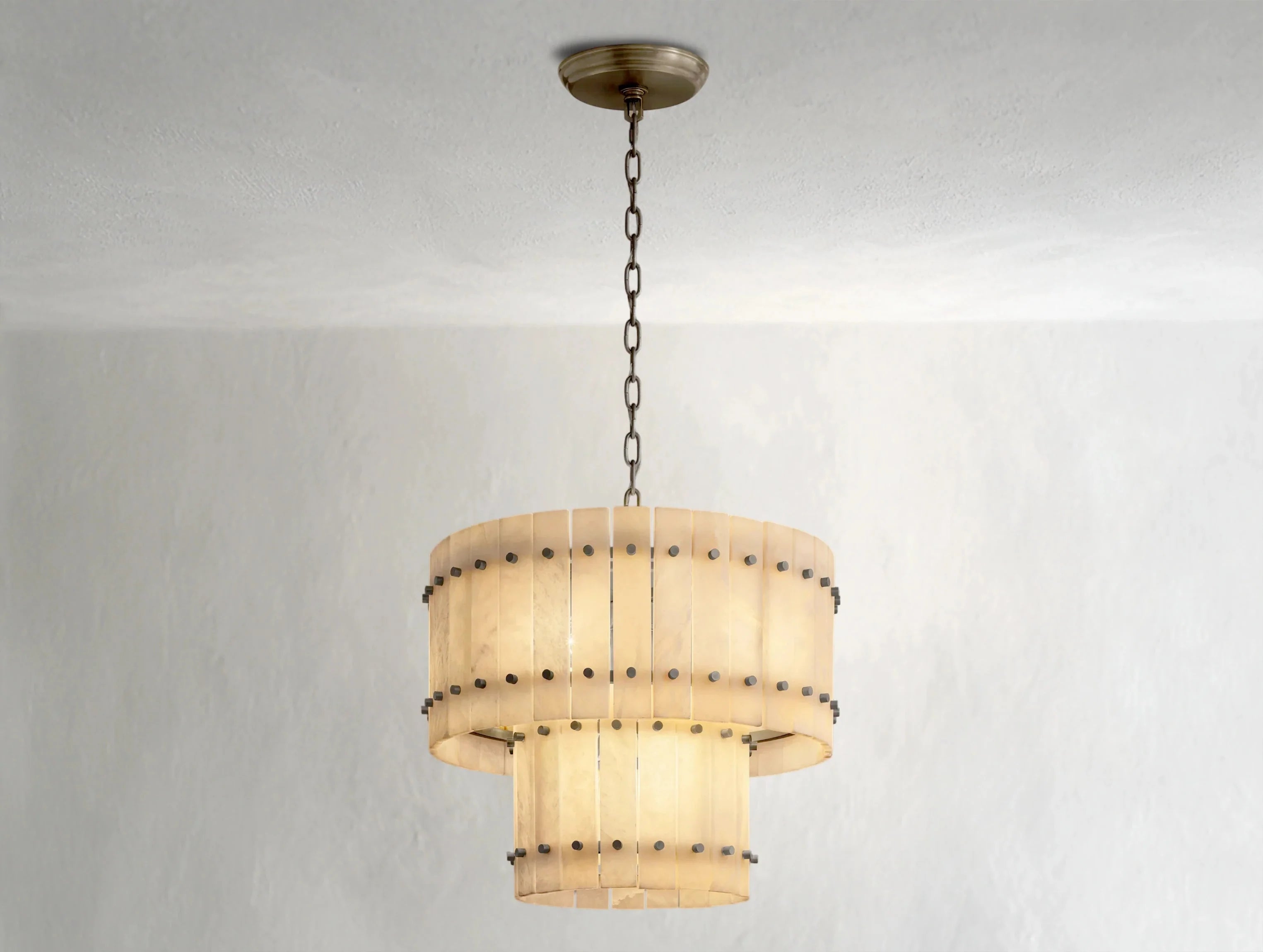 Royce Alabaster Round Tiered Chandelier ZELNO LIGHTING