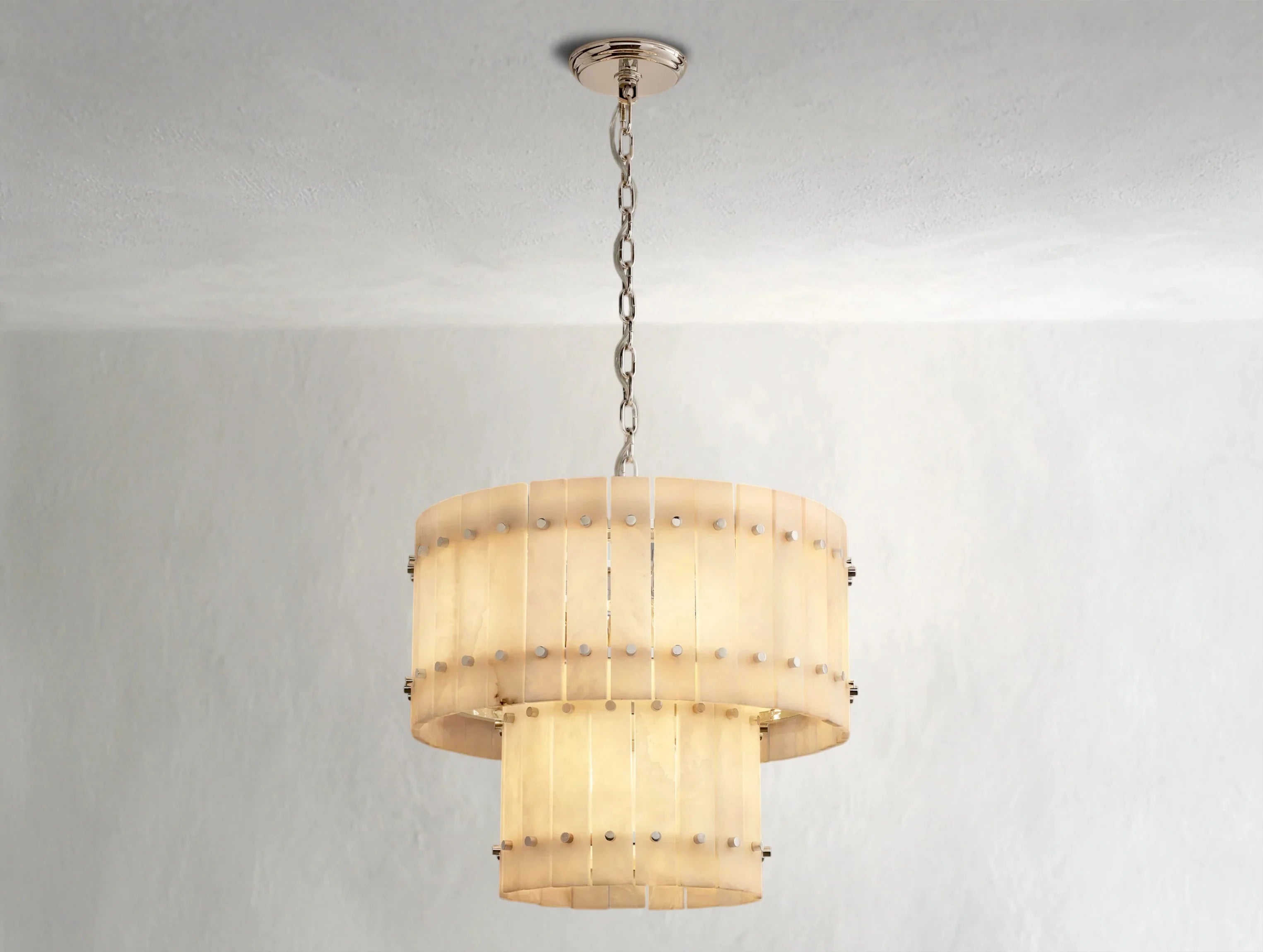 Royce Alabaster Round Tiered Chandelier ZELNO LIGHTING
