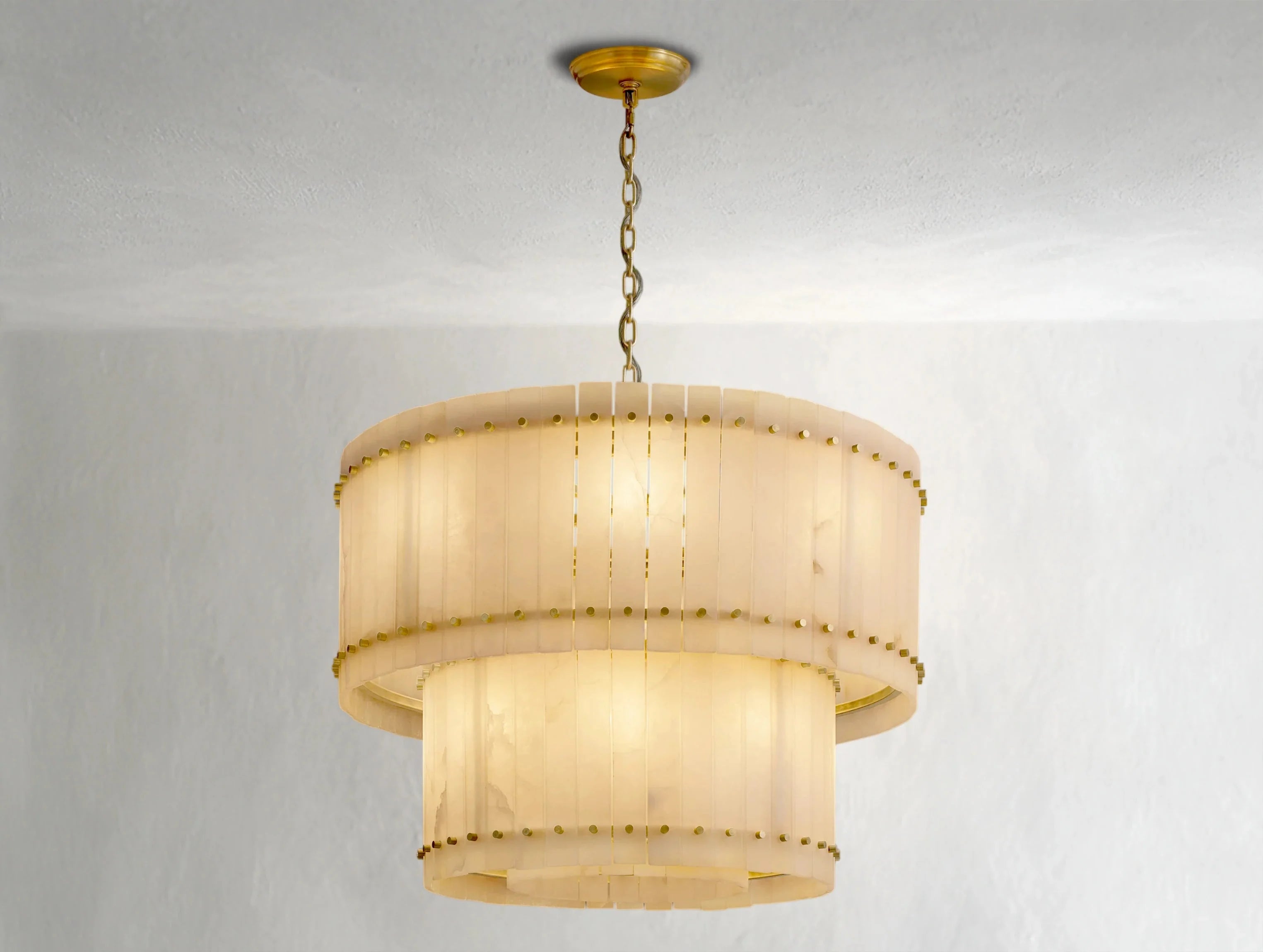 Royce Alabaster Round Tiered Chandelier ZELNO LIGHTING