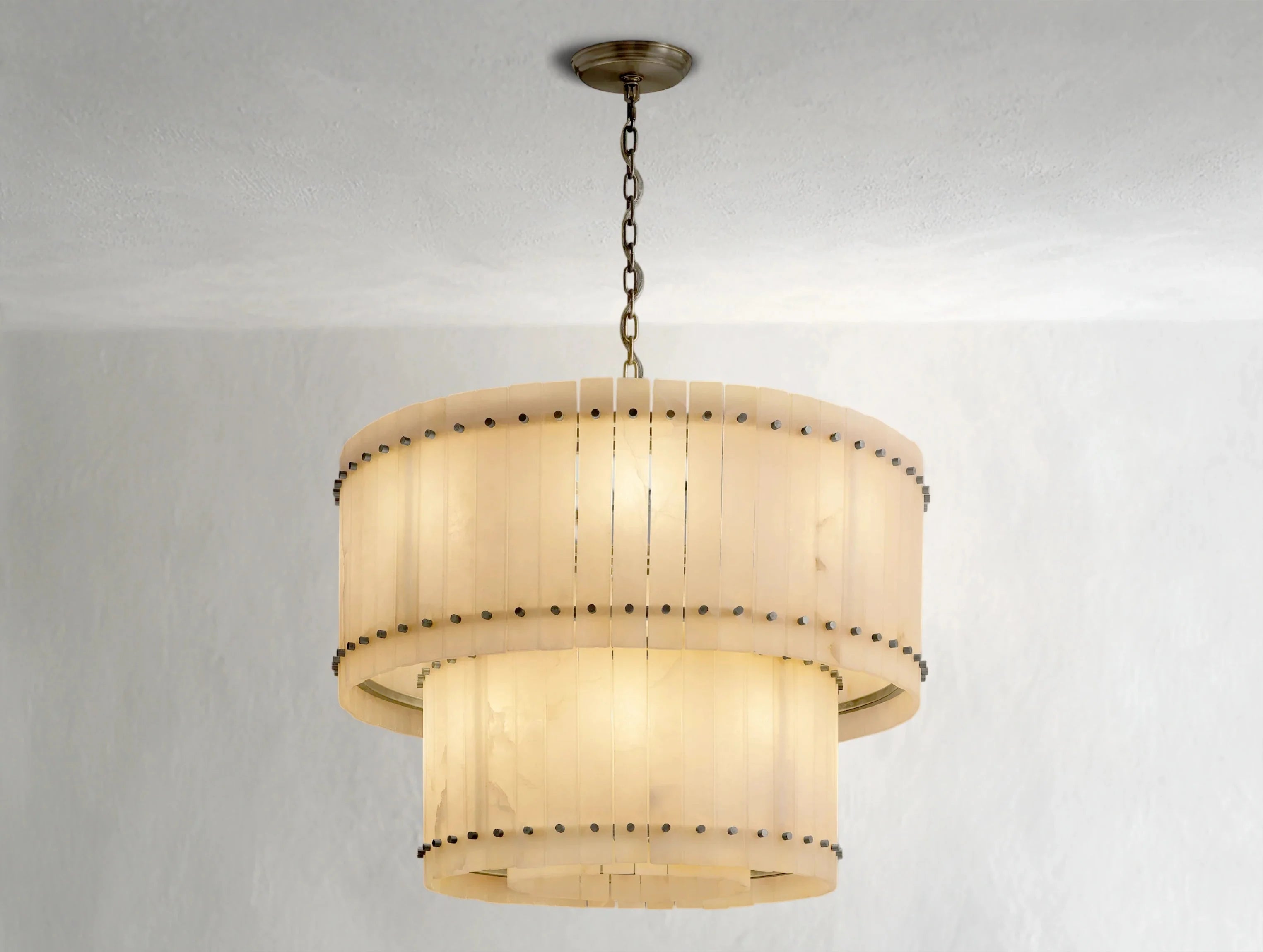 Royce Alabaster Round Tiered Chandelier ZELNO LIGHTING