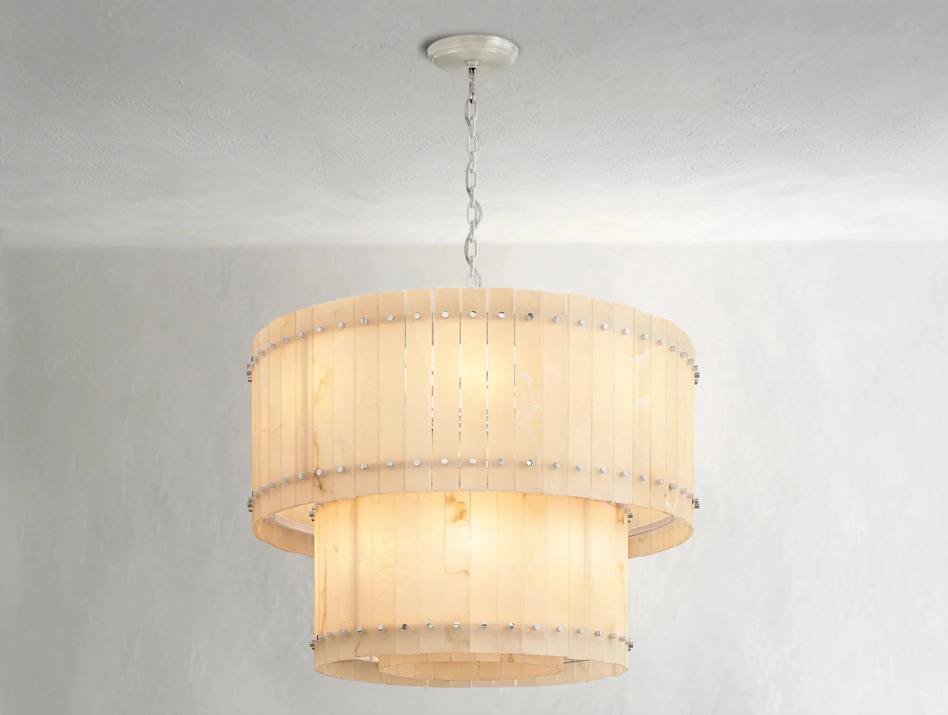 Royce Alabaster Round Tiered Chandelier ZELNO LIGHTING