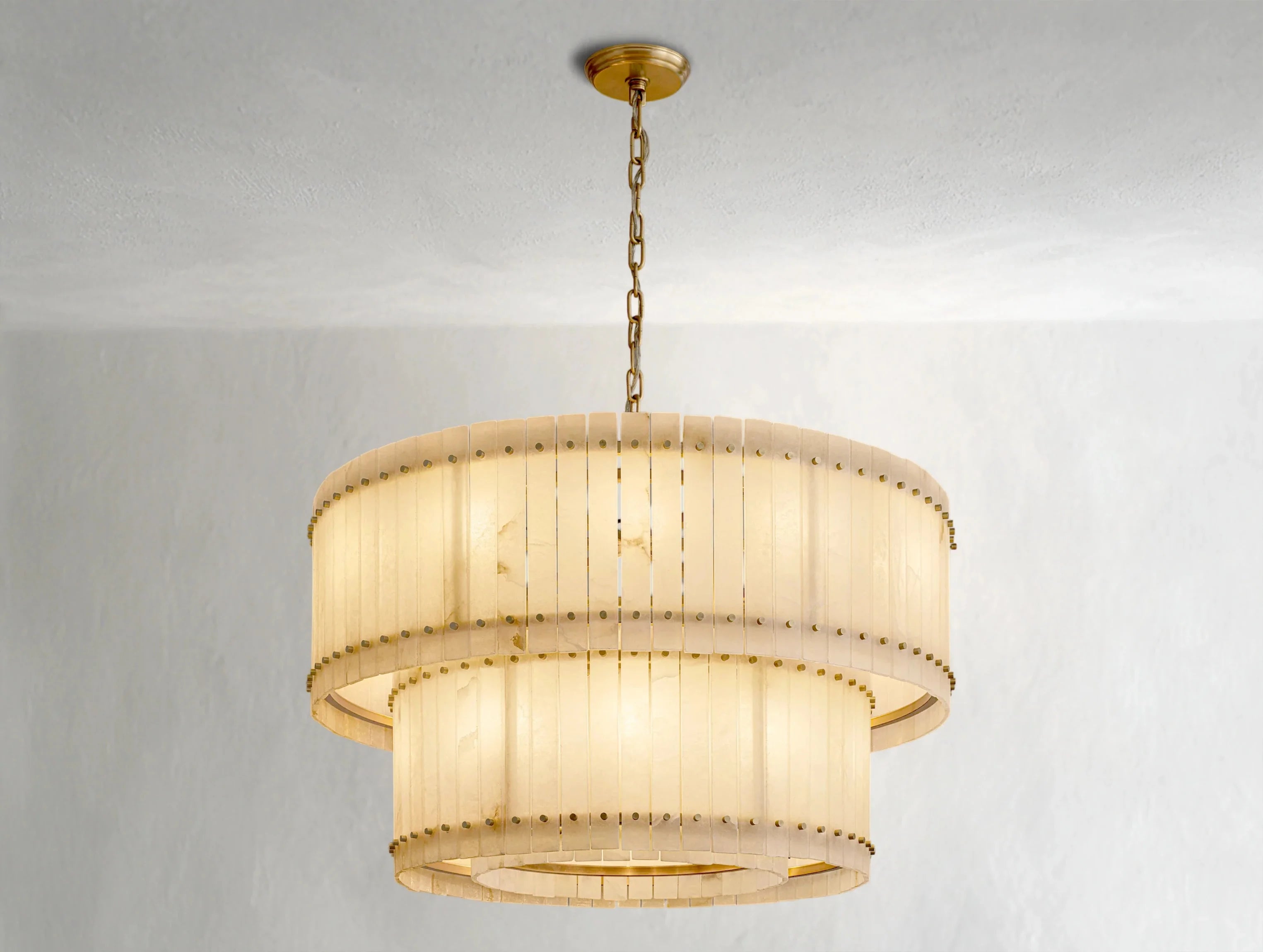 Royce Alabaster Round Tiered Chandelier ZELNO LIGHTING