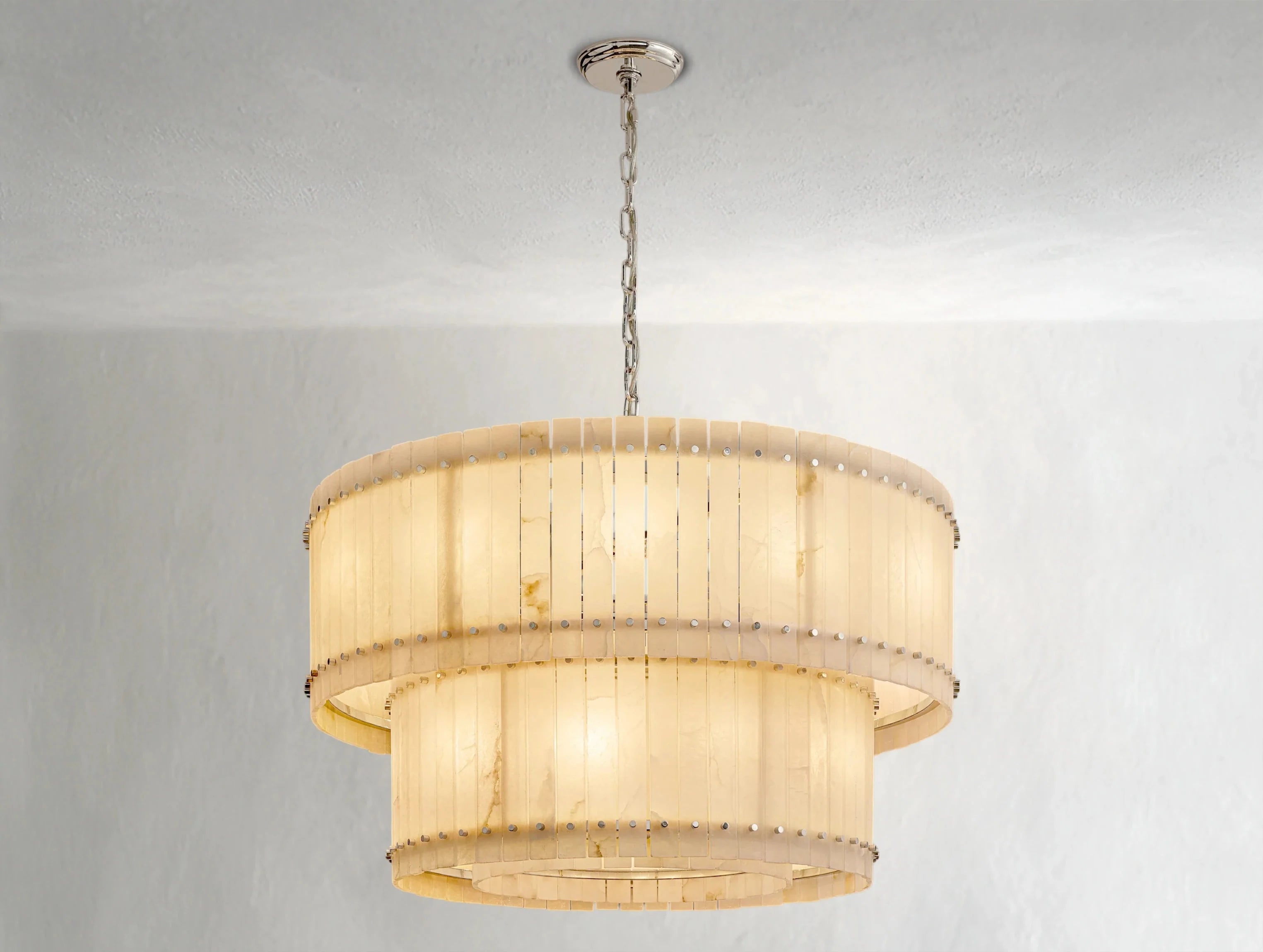 Royce Alabaster Round Tiered Chandelier ZELNO LIGHTING